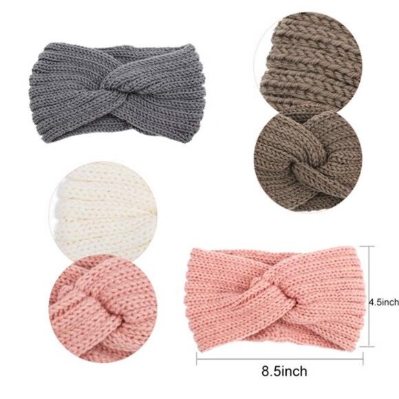 Knit Wide Headbands for Winter - 5-Piece Set of Women's Thick Ear Warmers - Picture 5 of 7